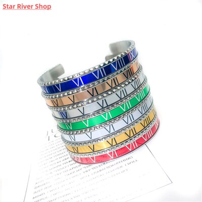 Classic Brand Enamel Bangles For Women Roman Numbers Bracele