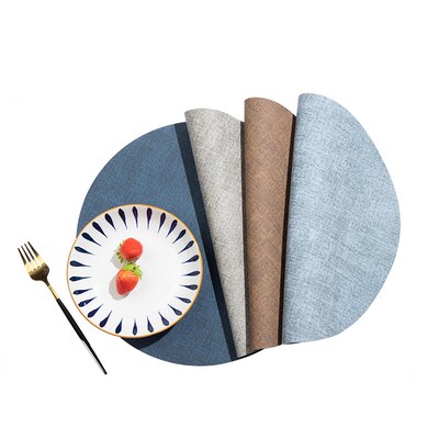Round Linenlike Placemat 35cm Diameter Plain Doublesided Ant