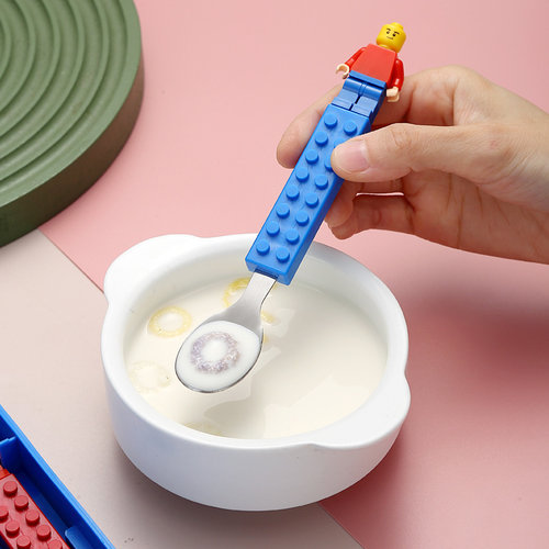 304 Stainless Kids Funny Fork Spoon Set Children Building Bl