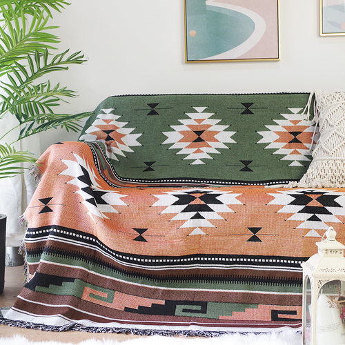 Bohemian Knitted Throw Thread Blanket on the Bed Sofa Plaid