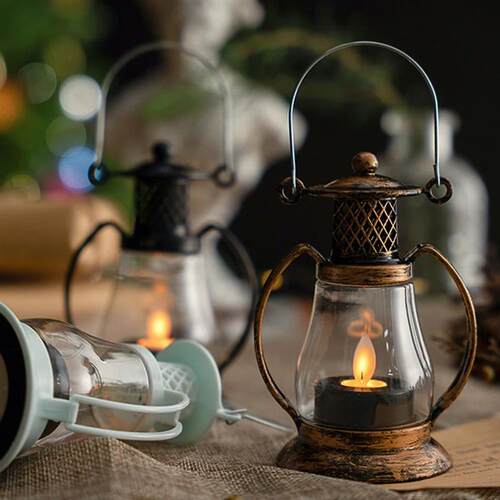 Retro LED Candle Lantern Light Portable Electronic Desktop H
