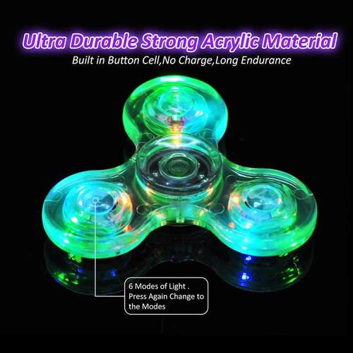LED Light Up Fidget Spinner Luminous Finger Toy Hand