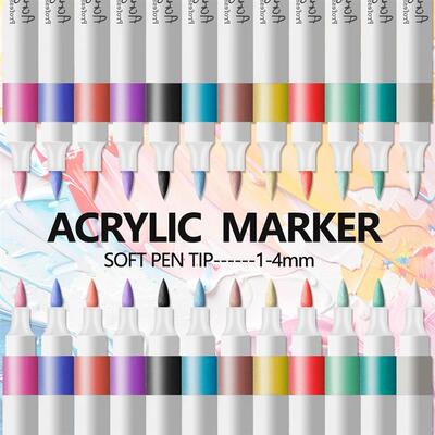 12/24 Colors Soft Headed Different Color Acrylic Marker Pen,