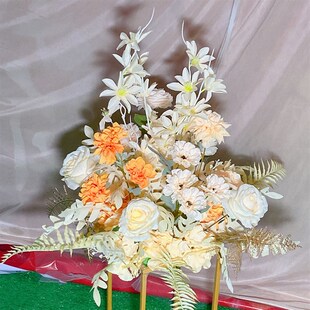 香槟色婚礼场景新款 仿真绢花拱门花门花排T台路引花 婚庆地排花
