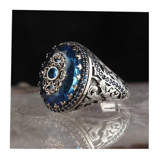 Retro Handmade Turkish Ring For Men Vintage Double Swords Bl