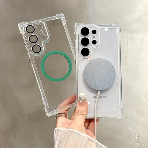 Transparent Armour Magnetic Case For  S25 S23 S24 Plus S21 S