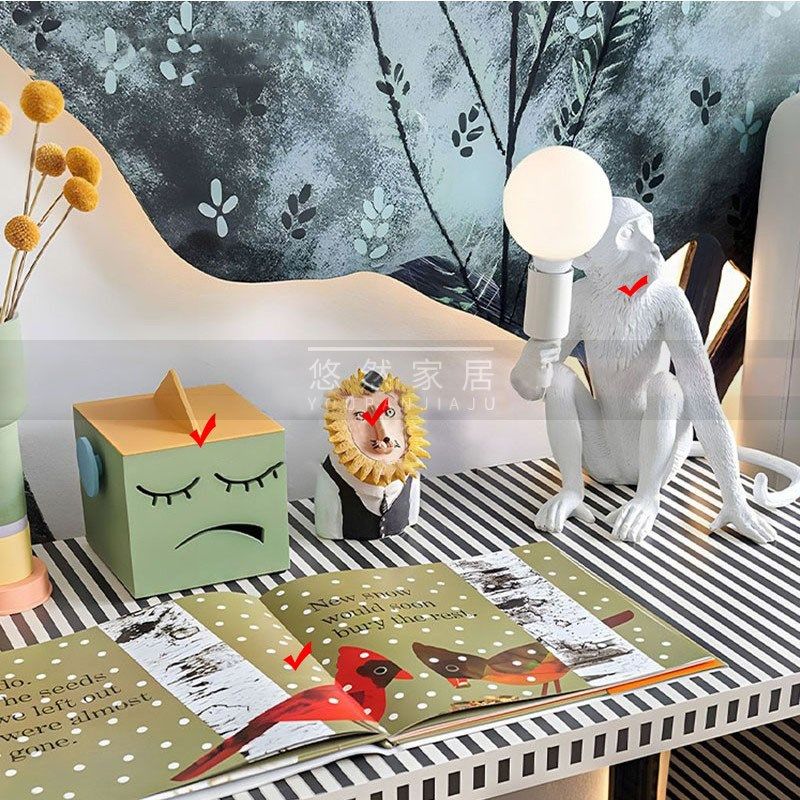 原版摆件组合套装盒子人脸猴子组合软装饰品样板间现代书桌儿童房,家居饰品,装饰摆件,淘宝优惠券,粉丝福利购,淘宝优惠卷