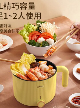 邻鹿LR006迷你多用途锅学生宿舍电煮锅多功能电热锅小煮面锅
