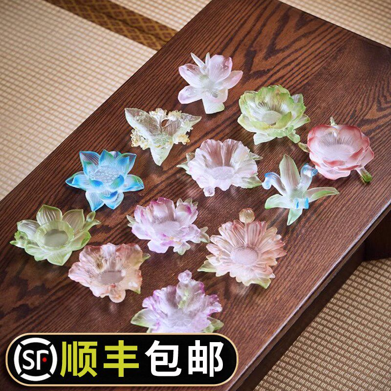 心缘堂十二花神琉璃杯垫茶杯托隔热茶垫茶托功夫茶道烛台茶具配件图片