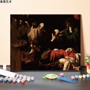 数字油画diy手工填充世界名画卡拉瓦乔圣母之死手绘涂色油彩画画