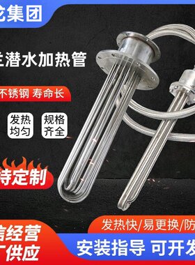 工业导热油不锈钢大功率潜水法兰电加热管锅炉水箱电热管380V220V