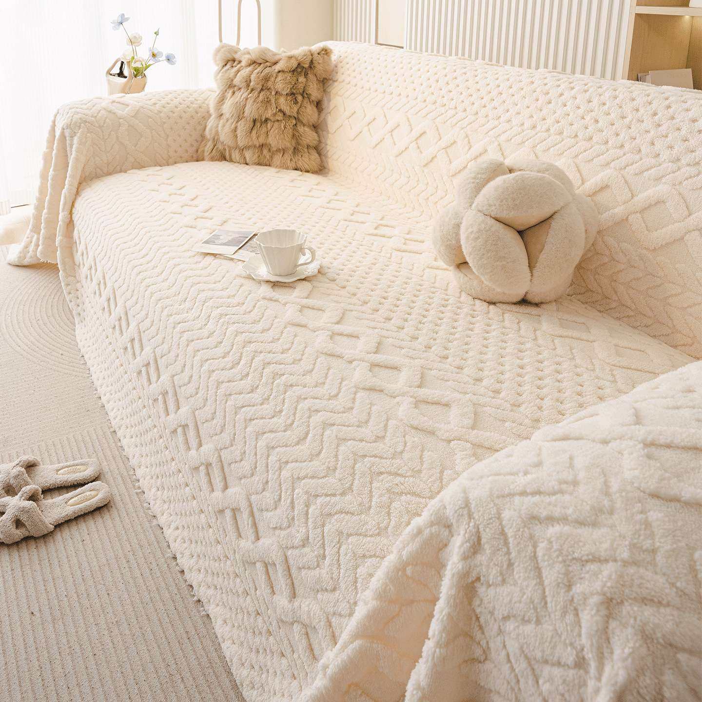 奶油风高克重舒棉绒沙发巾2026新款秋冬季一整张全盖沙发盖布,3C数码配件,其它配件,淘宝优惠券,粉丝福利购,淘宝优惠卷