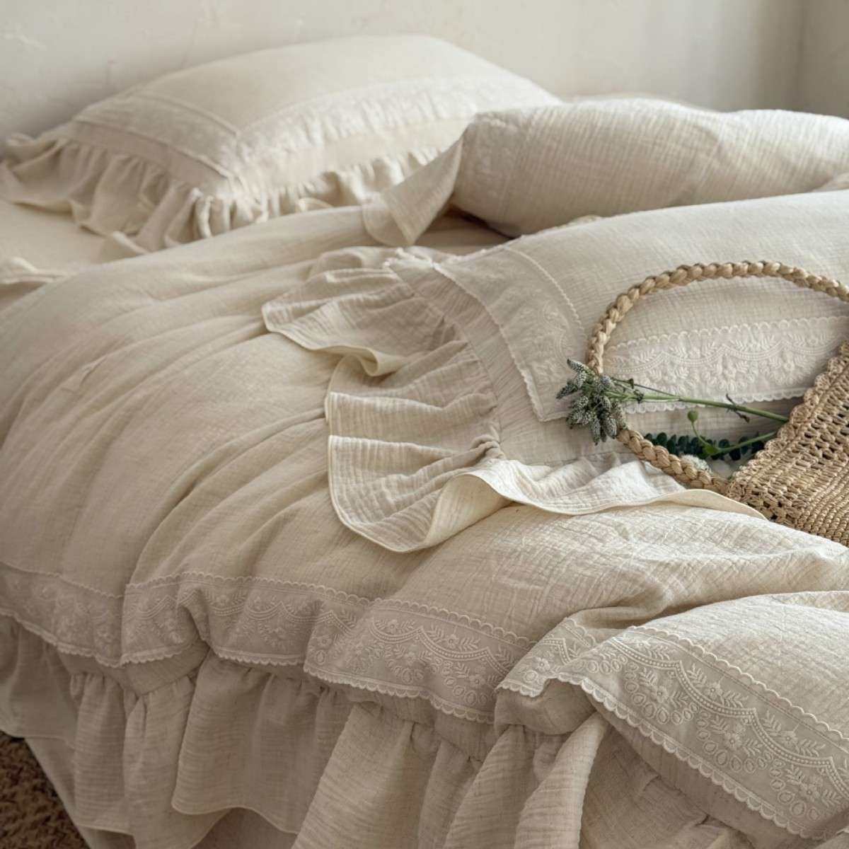 听澜 | 浪漫风简约棉麻四件套法式复古被套床单亚麻床品双人卧室,3C数码配件,其它配件,淘宝优惠券,粉丝福利购,淘宝优惠卷
