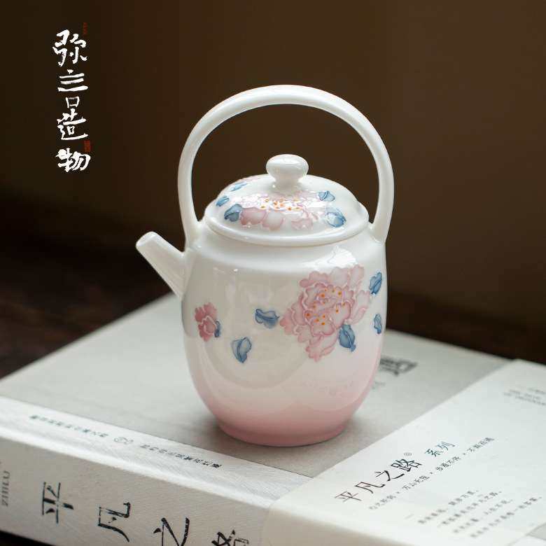 弥言珐华彩手绘牡丹茶壶家用创意提梁壶单壶带过滤高颜值女士专用,3C数码配件,其它配件,淘宝优惠券,粉丝福利购,淘宝优惠卷
