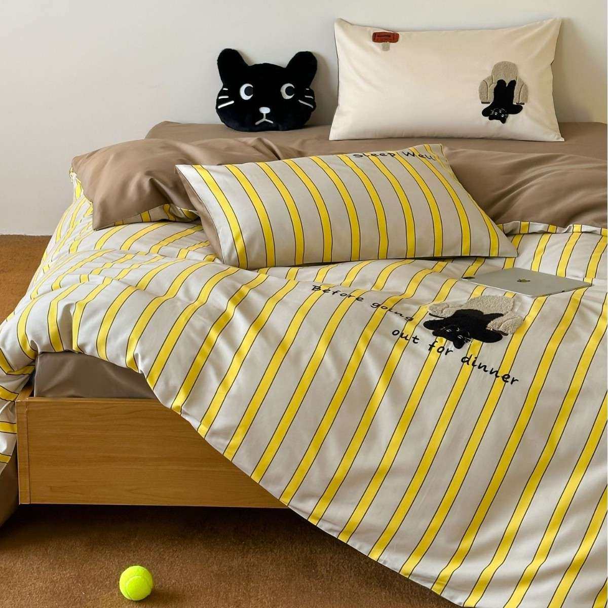 可爱小猫全棉儿童刺绣条纹四件套被套床单款小清新高端轻奢床品,3C数码配件,其它配件,淘宝优惠券,粉丝福利购,淘宝优惠卷