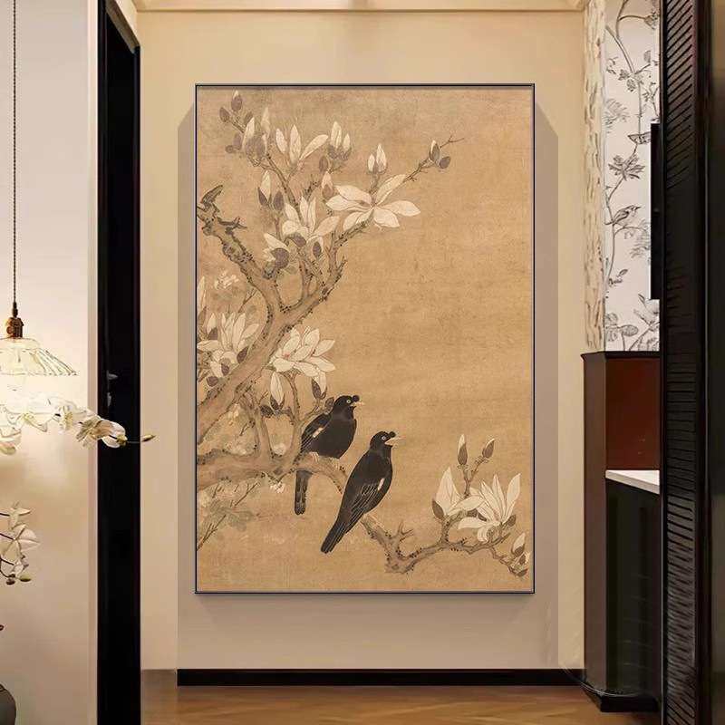 酒店民宿公寓样板房中古风客厅装饰画复古中式茶室花鸟玄关挂画,3C数码配件,其它配件,淘宝优惠券,粉丝福利购,淘宝优惠卷