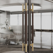 加厚不锈钢玻璃门拉手餐厅酒店会所包厢实木门把手推拉对开门拉手