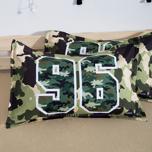 卡通军旅风迷彩男孩儿童枕套单人学生宿舍枕头袋寝室枕头罩48X74