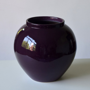 单色陶瓷花瓶圆肚大口径绿植水培花器样板间桌面摆件酒店民宿装 饰