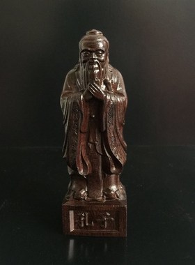 越南沉香木雕 孔子 雕像人物摆件孔夫子像家居客厅装饰木质工艺品