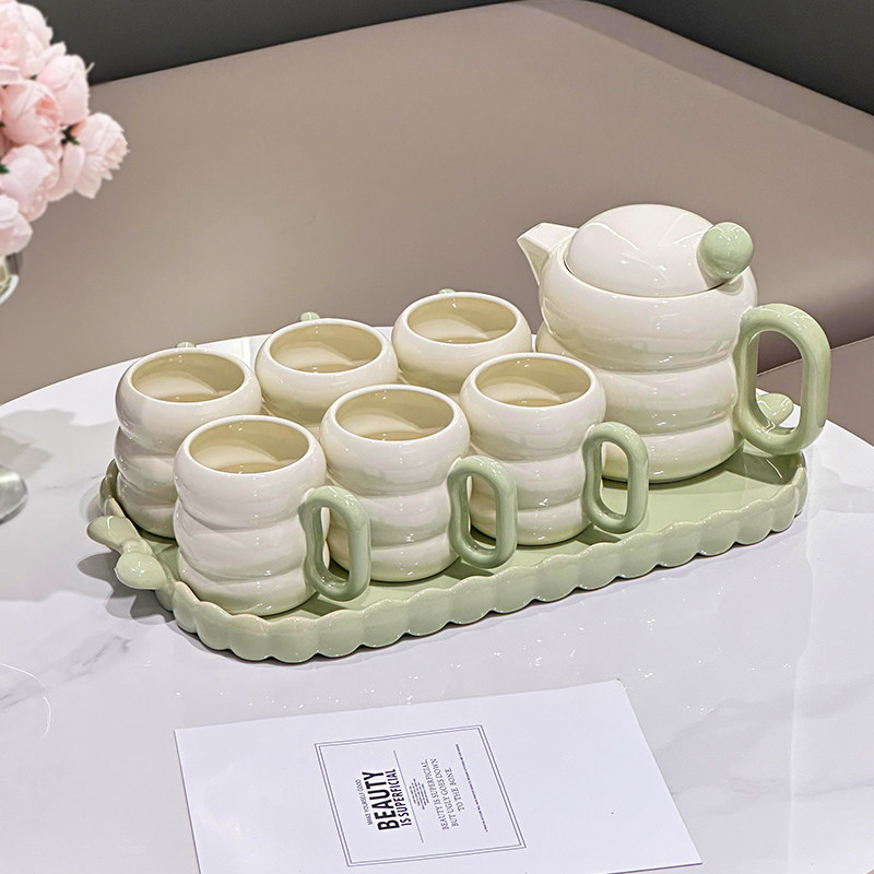 乔迁杯具套装家用客厅陶瓷奶油风茶壶2024新款少女礼盒礼品水具
