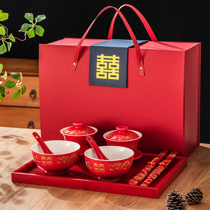 婚庆用品大全陶瓷龙凤喜碗敬茶杯陪嫁新结婚改口杯碗筷勺礼品盒装,节庆用品/礼品,喜碗/敬茶杯,淘宝优惠券,粉丝福利购,淘宝优惠卷