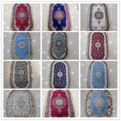 椭圆形地毯新疆和田机织丝毯客厅卧室走廊餐厅床边民族特色地毯