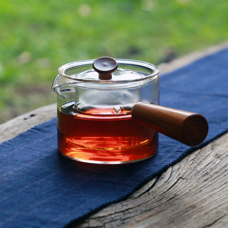 夫一手工耐热玻璃侧把公道杯茶海分茶器功夫茶具茶壶木炳大号公杯