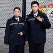 冬季 加油站防静电工作服男中长棉衣反光条加厚劳保服石化棉袄定制