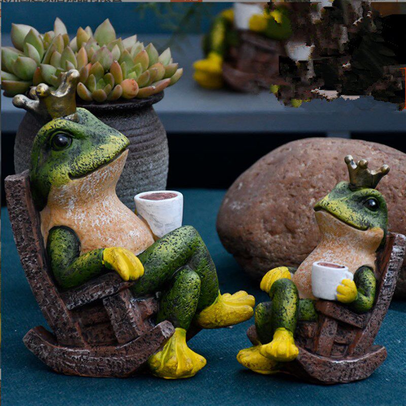 可爱动物青蛙摆件花园桌面小青蛙茶宠茶玩装饰创意树脂小摆件茶道