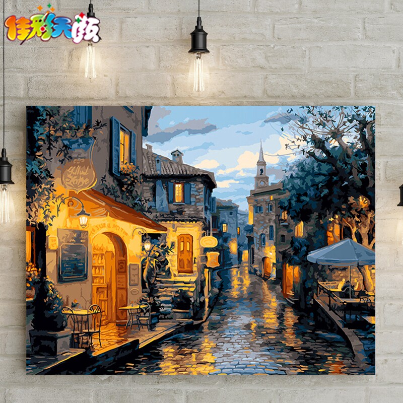 佳彩天颜 风景名画数字油画DIY抽象手绘填色填充油彩画客厅装饰画,家居饰品,DIY/数字油画,淘宝优惠券,粉丝福利购,淘宝优惠卷