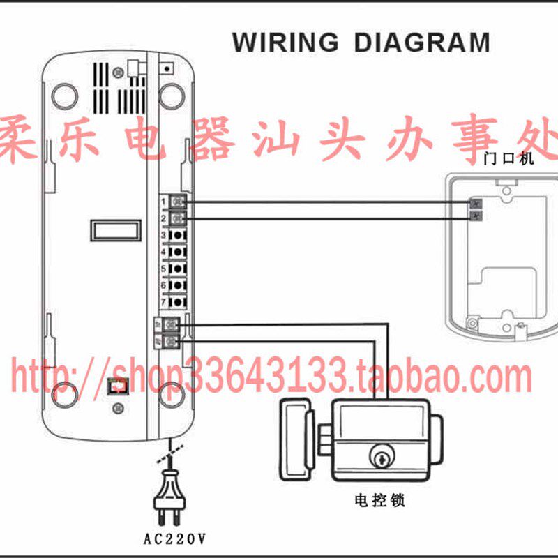 柔乐牌家用一拖一非可视楼宇对讲门铃带开锁功能插电通话机RL3207