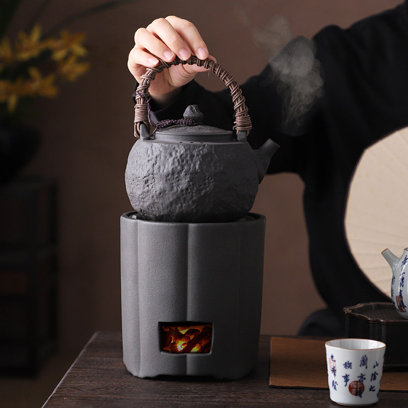 火山石碳烤炉手工红泥炉风炉小火炉木炭橄榄炭煮茶器家用烧水煮茶
