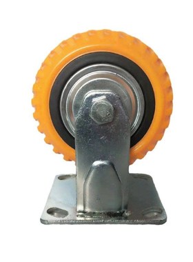 6寸工业重型万向带刹车风火轮定向D458寸聚氨酯万向板车轮黄橙色