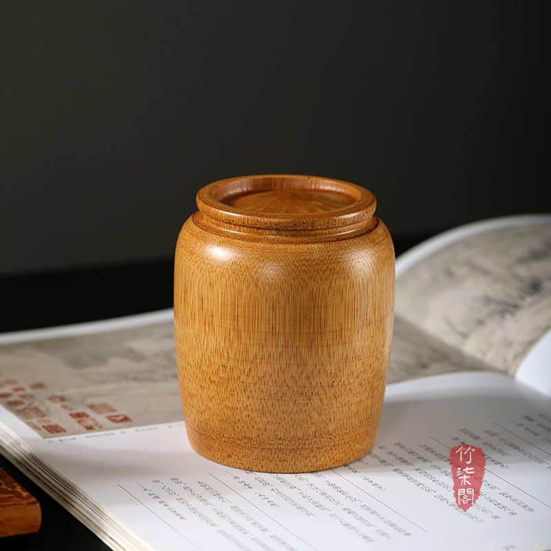 竹柒阁大漆手工楠竹茶叶罐密封罐便携旅行竹筒储茶罐茶仓茶道零配