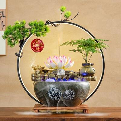 招流财进宝水摆循环水客厅办RIX公室装饰件品品新中式乔迁开业礼