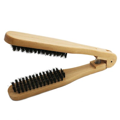 Wooden Straightening Comb Double Sided Brush Clamp Hair Hair