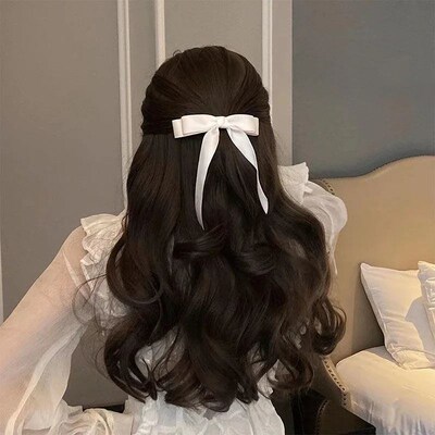 Lystrfac Fashion Fabric Hair Bow Hairpin for Women Girls Rib