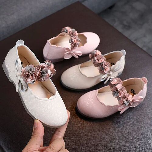 Girls Leather Shoes Autumn Fashion Flower Kids Princess Shoe