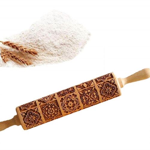 Exquisite Pattern Rolling Pin Wooden Embossing Baking Tools