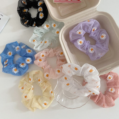 Woman Daisy Yarn Scrunchies Fashion Hair Ties Elastic Hairba