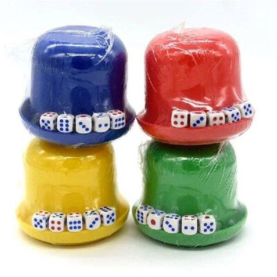 Plastic Poker Dice cup set with Tray/Lid 6 dices Shaking