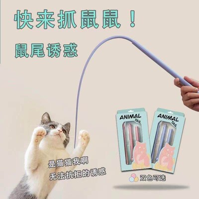 Long Teaser Wand for Cats, Kitten Pet Toy with Realistic Mou