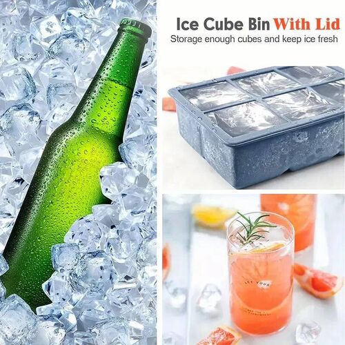 【Hot sales】1pc, Ice Cube Tray With Lid, 6 Cavity Flexible