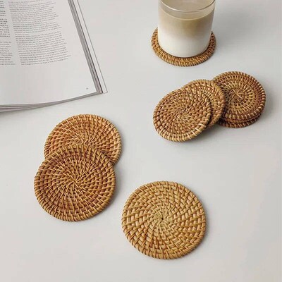 Placemat Pad Coasters Kitchen Table Mats Rattan Coaster Bowl