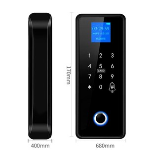 免开孔门智能电子密码锁办公室玻璃门指纹锁单开门禁锁免布线锁