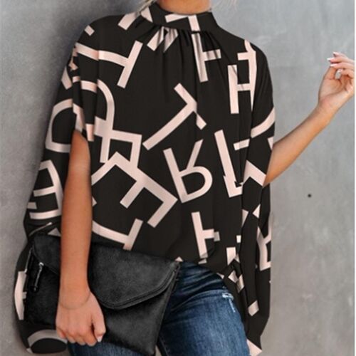 New Womens Fashion Round Neck Loose Bat Sleeve Round Neck