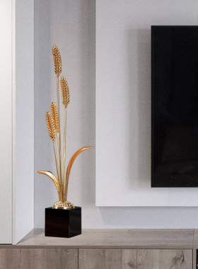 岁岁平安黄铜大麦摆件客厅玄关办公室桌面装饰品高档开业商务送礼