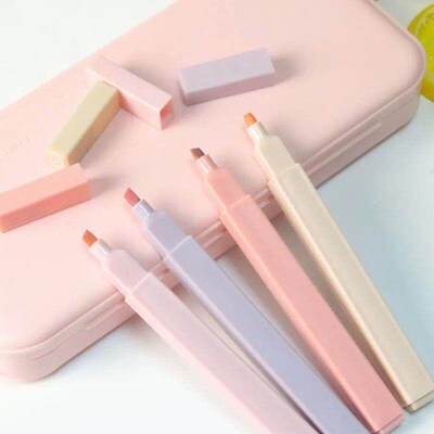 6/12Pcs Pastel Color Highlighter Pen Double tip Marker Pens