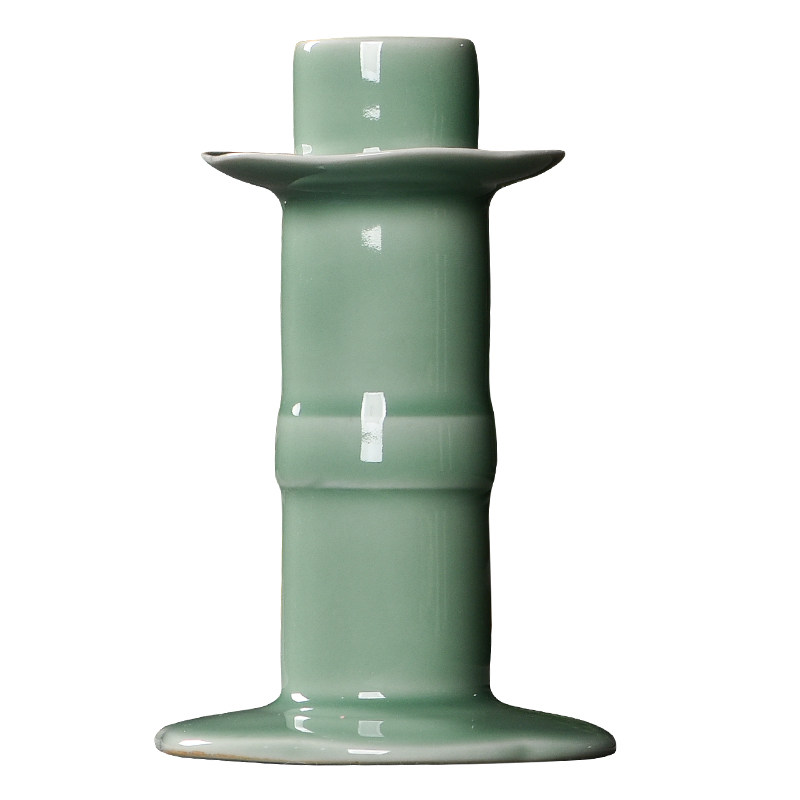 青瓷灯座多功能供奉烛台佛前摆件家用蜡烛液体酥油灯莲花烛台供灯